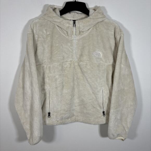 North Face Osito 1/4 Zip Polar Fleece Cropped Hoodie 1X Cream Ivory Warm Winter - Picture 8 of 8